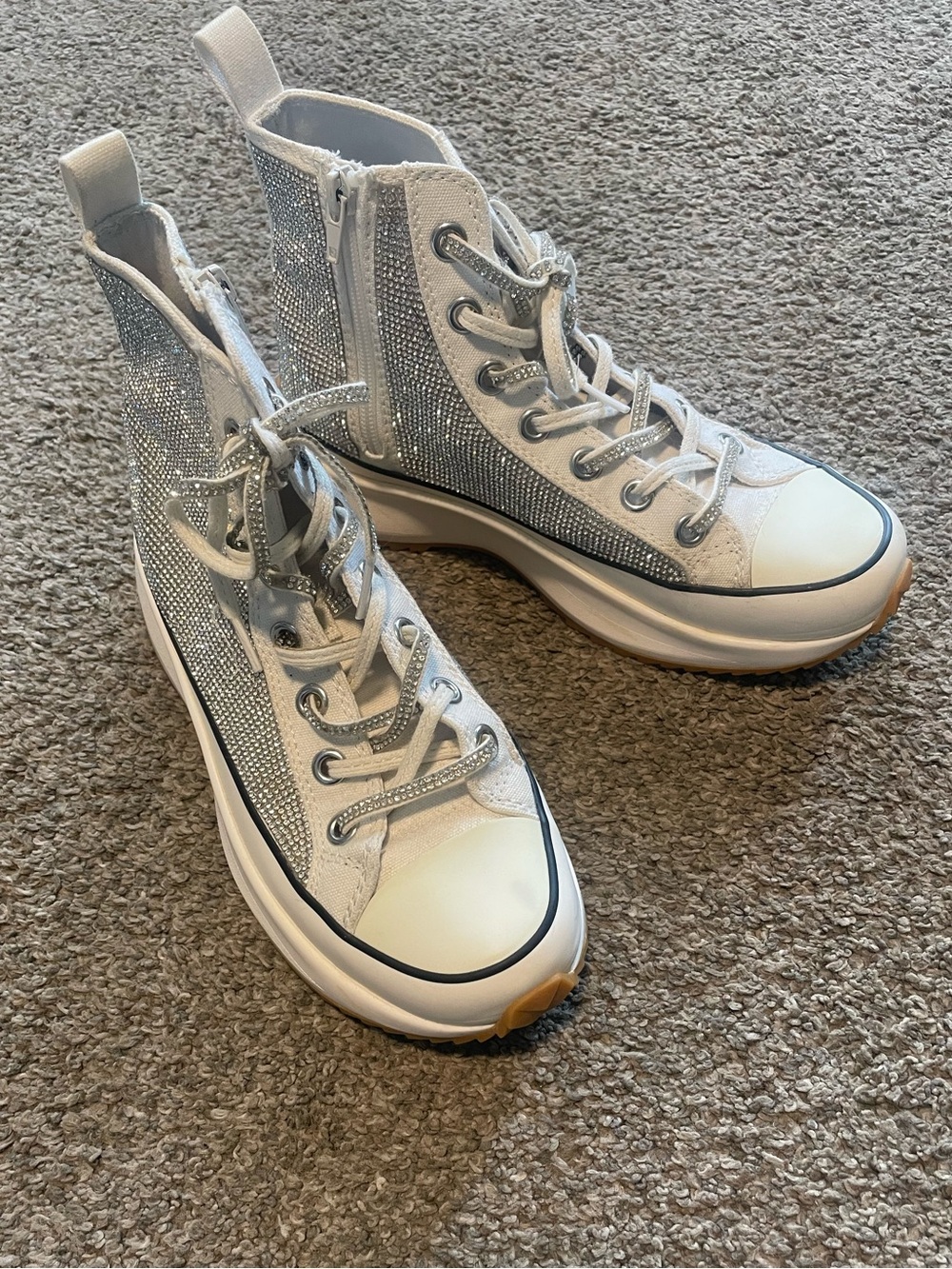 Steve Madden rhinestone diamond converse style shoes - Picture 2 of 14